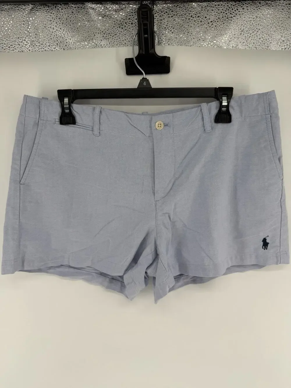 Ralph Lauren Light Blue Oxford Cotton Chino Shorts Women Size 10 Pony Logo